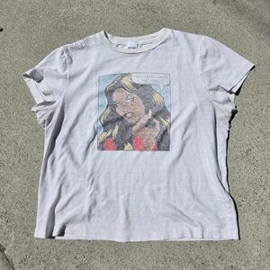 Re/Done White Short Sleeve Pop Art Portrait Tee